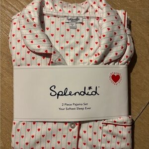 Splendid White Pajama Set with Red Accents